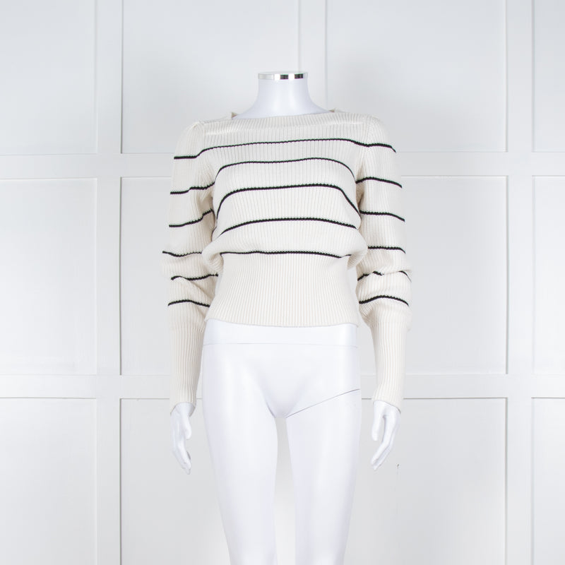 Me + Em White Black Stripes Chunky Knitted Jumper