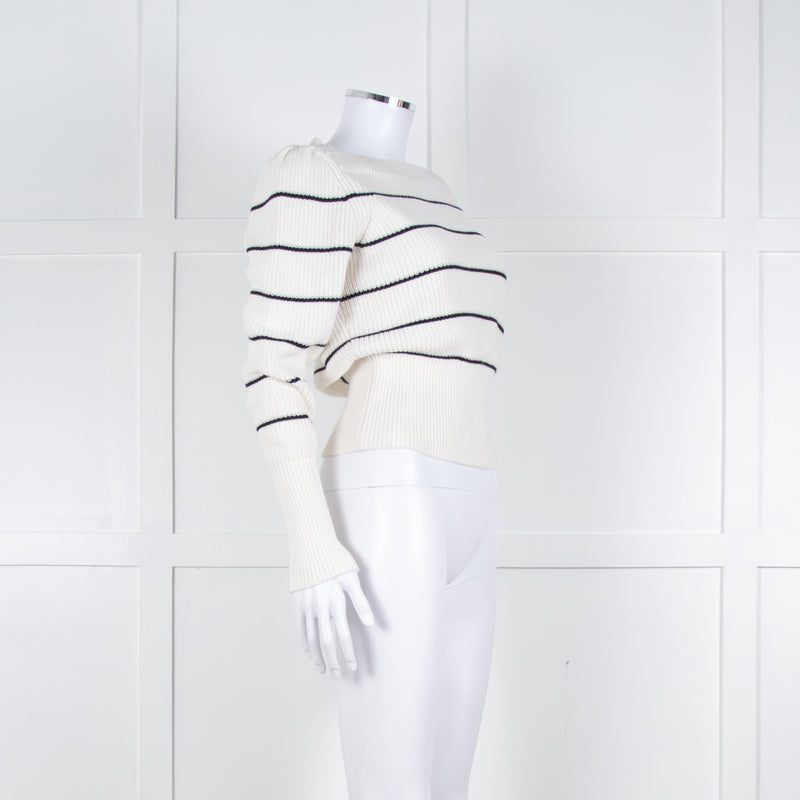 Me + Em White Black Stripes Chunky Knitted Jumper