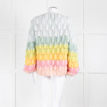 Dawn x Dare Blue Yellow Pink Rainbow Mohair Blend Cardigan