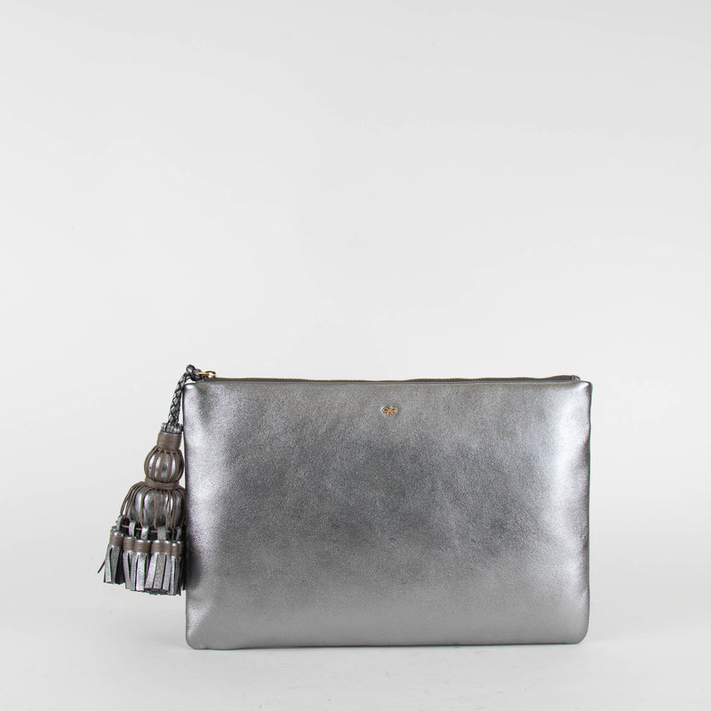 Anya Hindmarch Georgiana Clutch in Metallic Silver