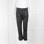 Paige Black Coated Denim Zip Hem Joggers