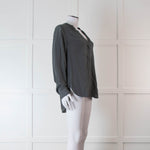 Vince Grey Silk Collarless Shirt