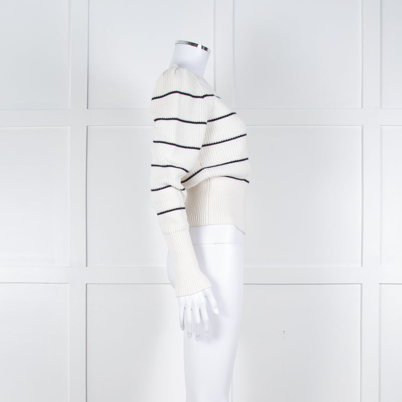 Me + Em White Black Stripes Chunky Knitted Jumper