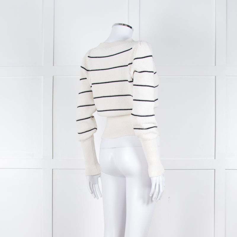 Me + Em White Black Stripes Chunky Knitted Jumper