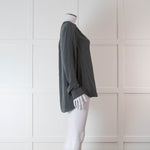Vince Grey Silk Collarless Shirt