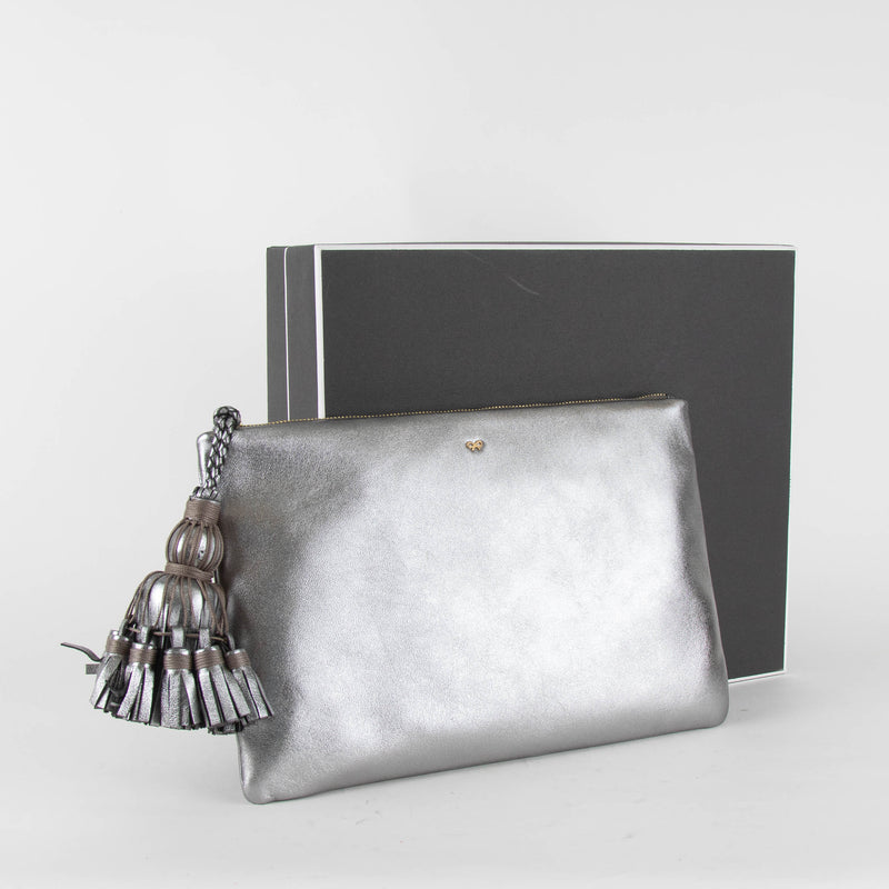 Anya Hindmarch Georgiana Clutch in Metallic Silver
