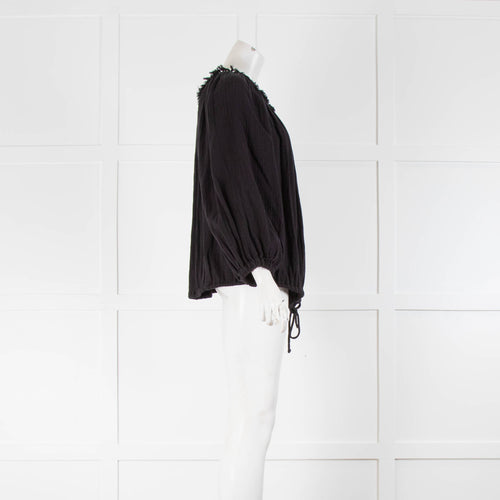 Etoile Isabel Marant Black Cheesecloth Cotton Peasant Style Blouse