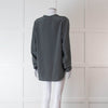 Vince Grey Silk Collarless Shirt
