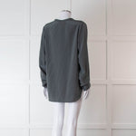Vince Grey Silk Collarless Shirt
