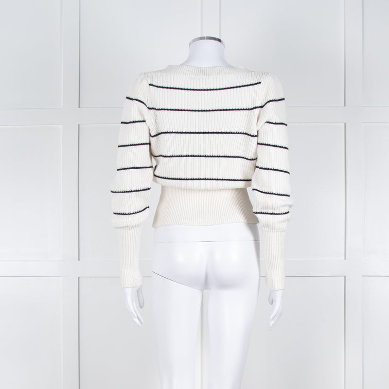 Me + Em White Black Stripes Chunky Knitted Jumper