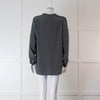 Vince Grey Silk Collarless Shirt
