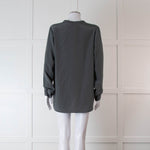 Vince Grey Silk Collarless Shirt