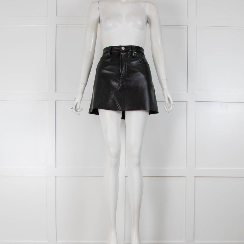 Frame Faux Black Leather Mini Skirt