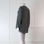 Vince Grey Silk Collarless Shirt