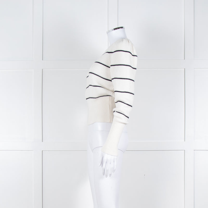 Me + Em White Black Stripes Chunky Knitted Jumper