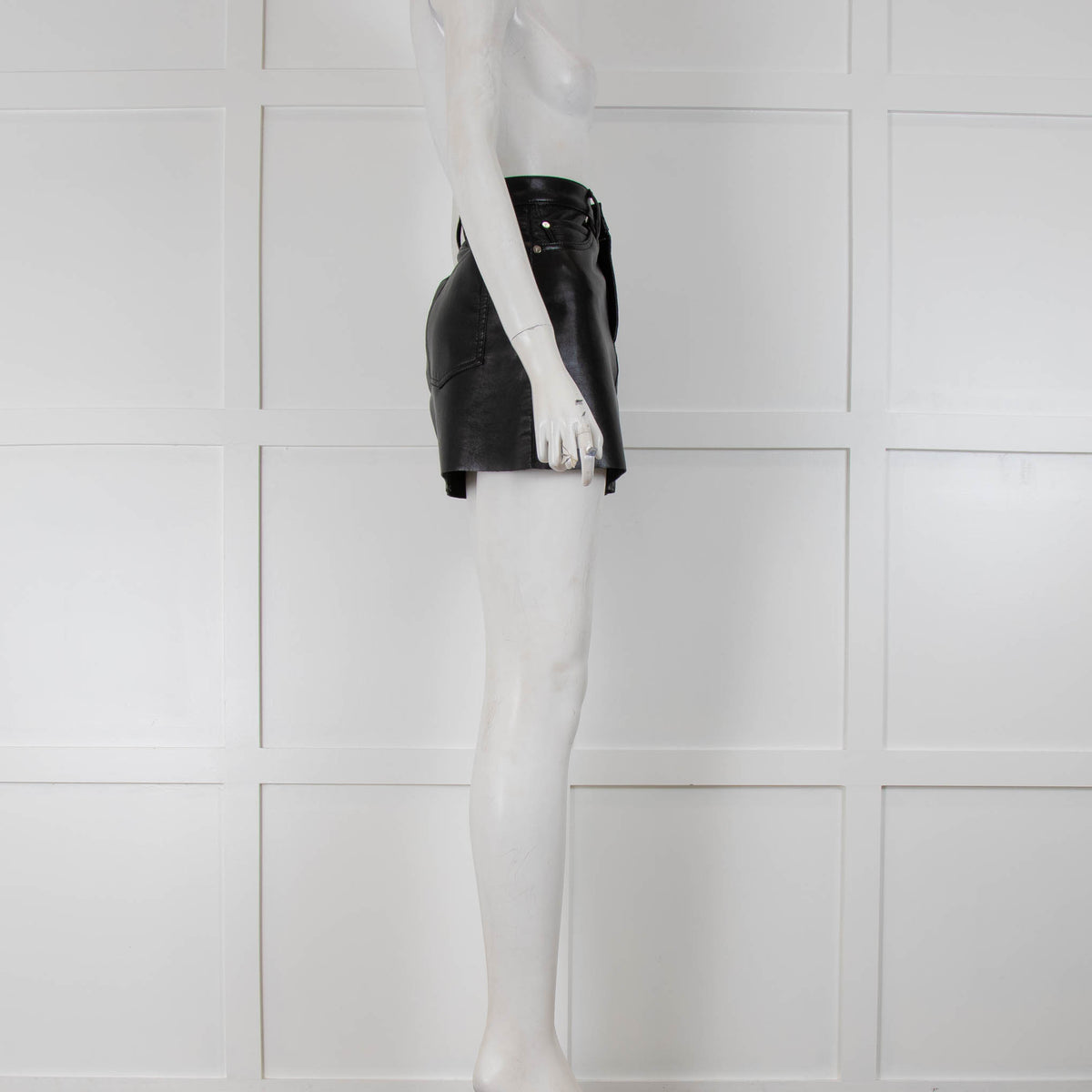 Frame Faux Black Leather Mini Skirt