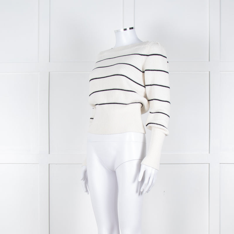 Me + Em White Black Stripes Chunky Knitted Jumper