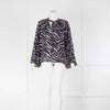 Lily And Lionel Navy Blue Cream Neck Tie Wide Sleeve Blouse