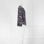 Lily And Lionel Navy Blue Cream Neck Tie Wide Sleeve Blouse