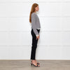 White + Warren White/Black Striped Fine Cashmere Blend Sweatshirt