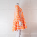 Devotion Twins Cream and Neon Orange Tiered Mini Dress
