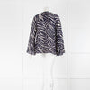Lily And Lionel Navy Blue Cream Neck Tie Wide Sleeve Blouse