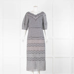 Kate Spade Black White Gingham Scallop Trim Maxi Dress