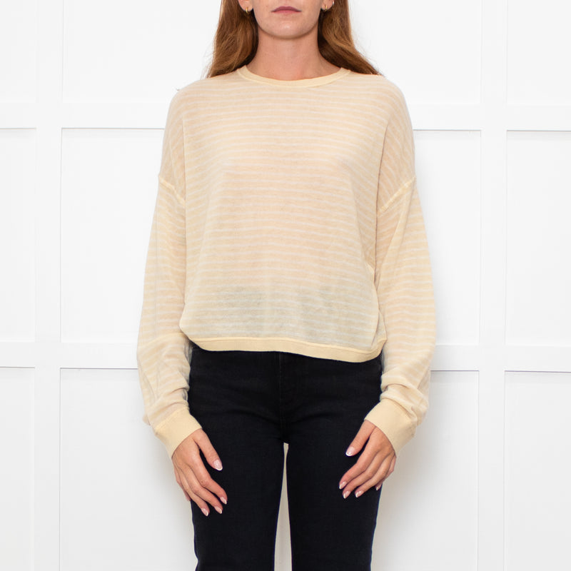 White + Warren Butter Cream/White Fine Knit Jumper