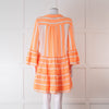 Devotion Twins Cream and Neon Orange Tiered Mini Dress