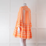 Devotion Twins Cream and Neon Orange Tiered Mini Dress