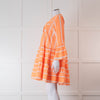 Devotion Twins Cream and Neon Orange Tiered Mini Dress