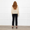 White + Warren Butter Cream/White Fine Knit Jumper