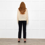 White + Warren Butter Cream/White Fine Knit Jumper