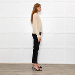 White + Warren Butter Cream/White Fine Knit Jumper