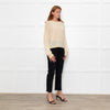 White + Warren Butter Cream/White Fine Knit Jumper