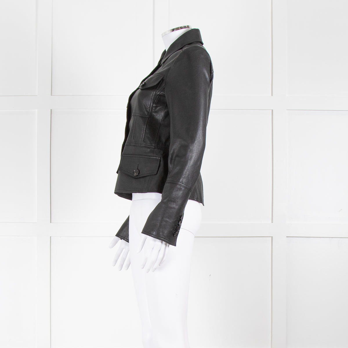 Me+Em Black Leather Pocket Button Short Jacket