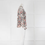 Lily And Lionel Beige Black Animal Print Silk Long Sleeve Top