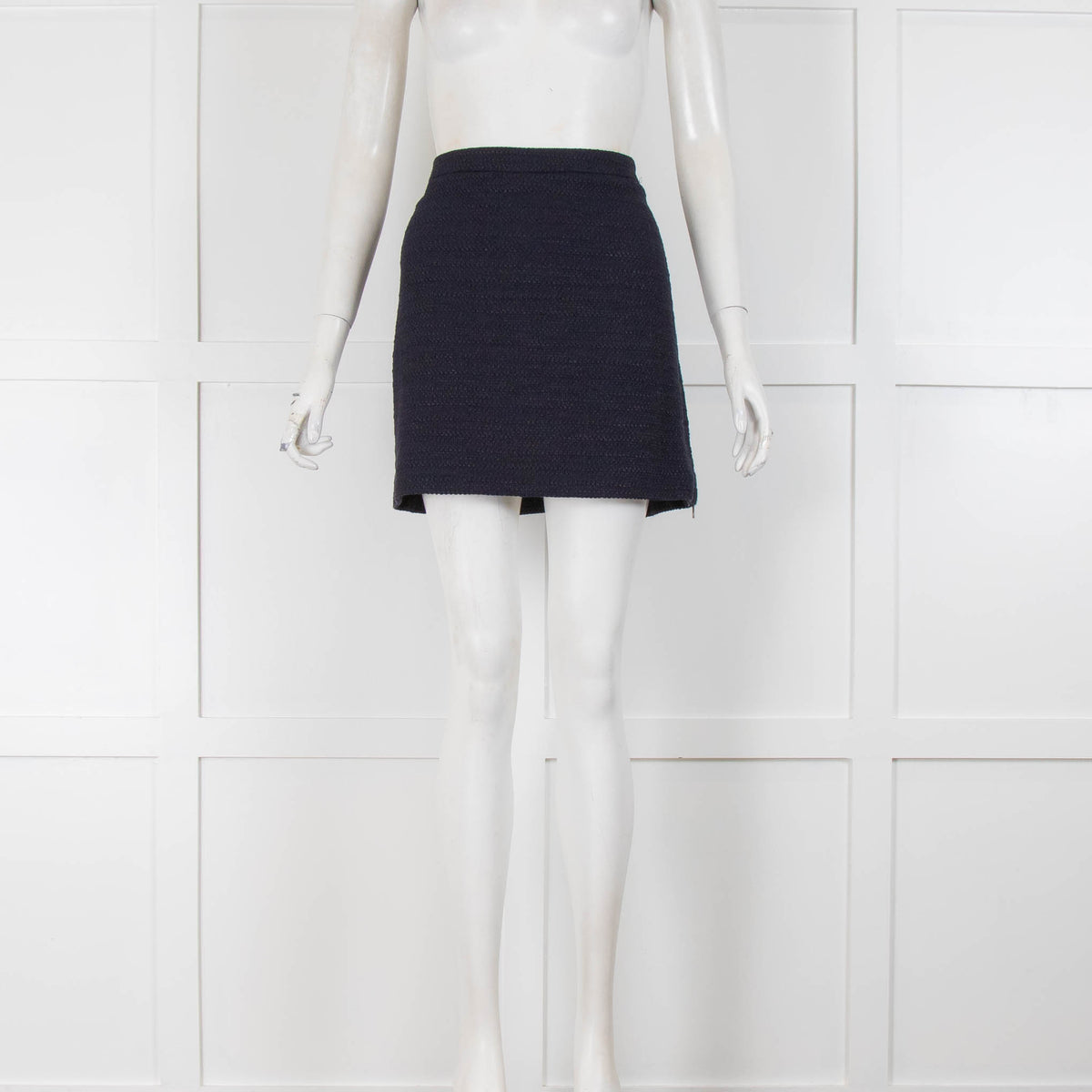Joseph Navy Blue Tweed Mini Skirt