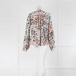 Lily And Lionel Beige Black Animal Print Silk Long Sleeve Top