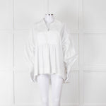 Lee Mathews White Cotton Oversized Long Sleeve Top
