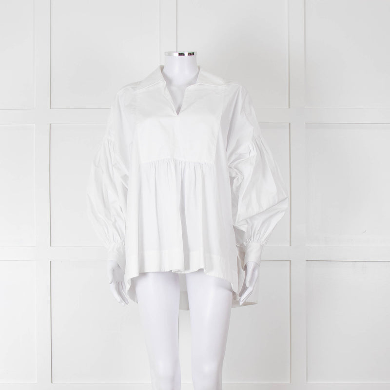 Lee Mathews White Cotton Oversized Long Sleeve Top