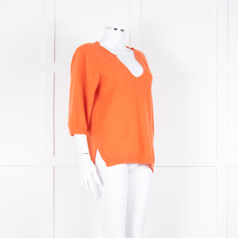 Notshy Cashmere Orange Deep V Neck Wide Sleeve Jumper