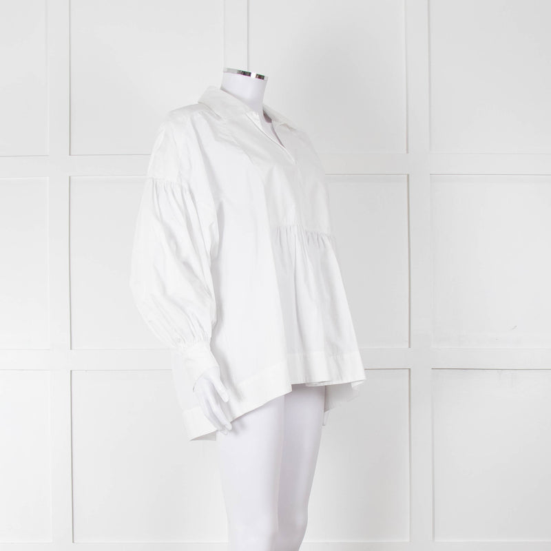 Lee Mathews White Cotton Oversized Long Sleeve Top