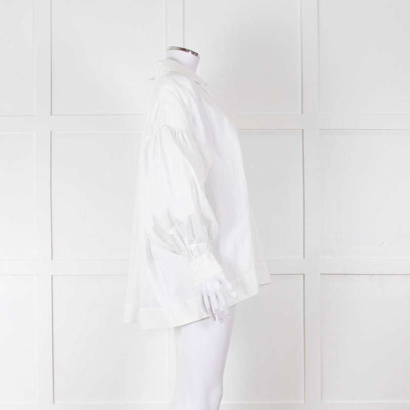 Lee Mathews White Cotton Oversized Long Sleeve Top