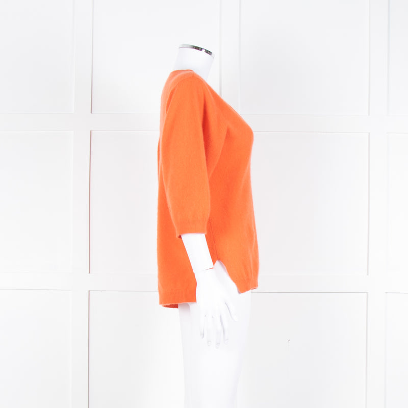 Notshy Cashmere Orange Deep V Neck Wide Sleeve Jumper