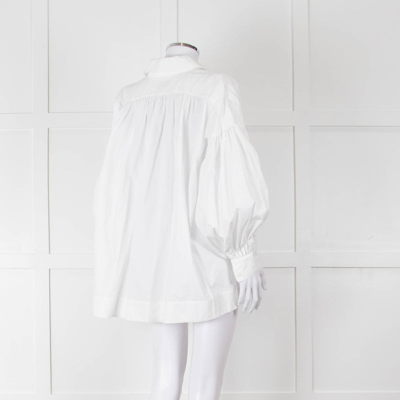 Lee Mathews White Cotton Oversized Long Sleeve Top