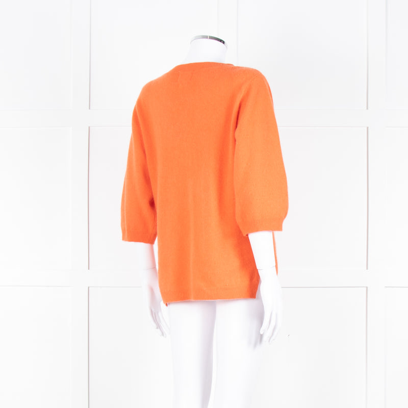 Notshy Cashmere Orange Deep V Neck Wide Sleeve Jumper