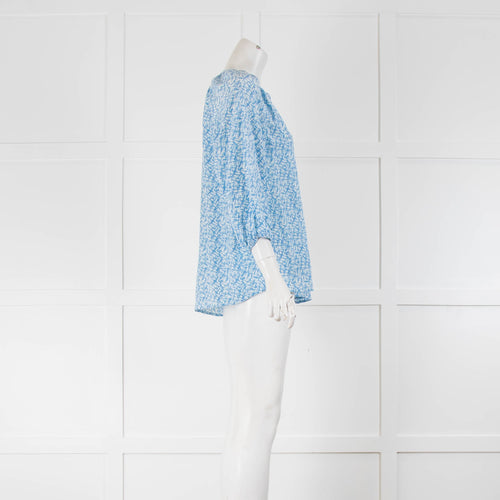 Joie Blue Print Silk 3/4 Sleeve Blouse