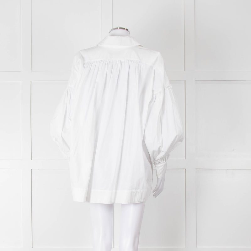 Lee Mathews White Cotton Oversized Long Sleeve Top