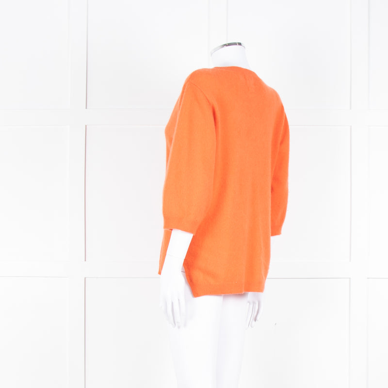 Notshy Cashmere Orange Deep V Neck Wide Sleeve Jumper